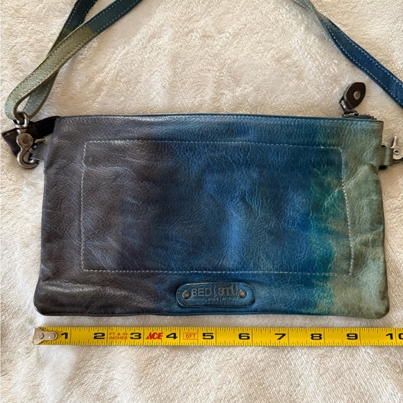 BED|STU Arena Leather Blue and Green Crossbody Bag - Picture 2 of 5